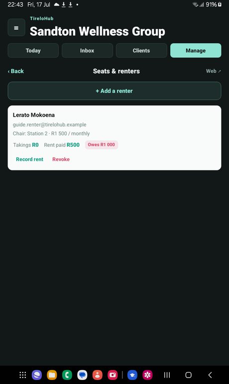 Manage seat renters from the app