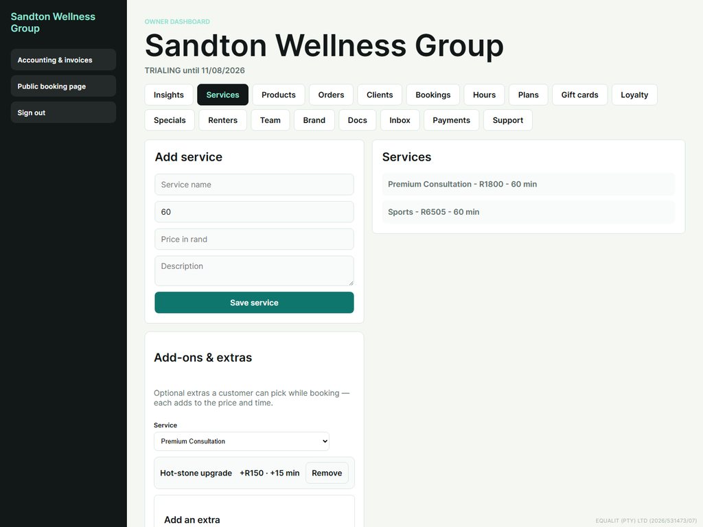 Services & pricing (and extras)